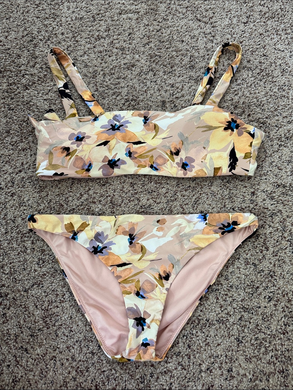 O'Neill Floral Bikini Set in Blush, Yellow & Blue